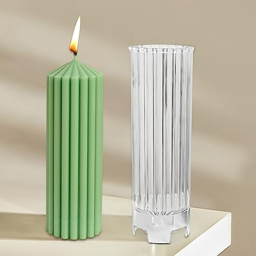 Moules à bougies à couler, forme cylindrique 3D rayée, moule à bougie DIY en plastique acrylique, moule à bougie cylindrique pour bougies parfumées, décoration de table de fête