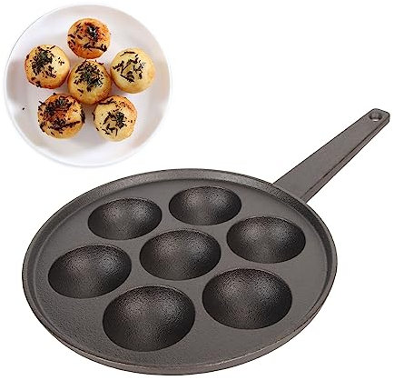 Takoyaki-Maker für Takoyaki, 7 Löcher, Gusseisen, Antihaftbeschichtet, Takoyaki-Grillpfanne, Poffertjes-Pfannkuchenbällchen, Takoyaki-Pfanne, Antihaftbeschichtetes