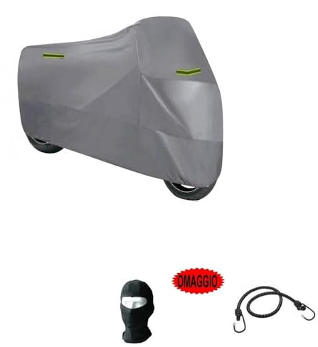 Compatible con SYM SYMPHONY 125 SR - Funda protectora para moto con parabrisas + baúl afelpado 250 G antigranda impermeable, 296 x 105 x 127 cm