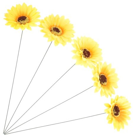 Lurrose Sonnenblumen Gartenstecker Metall 5 Stück Stabile Blumenstecker für Garten Rasen Wetterfeste Eisen Gartendeko Pflanzenstecker Dekostecker für Blumentopf Terrasse Landhausstil Deko