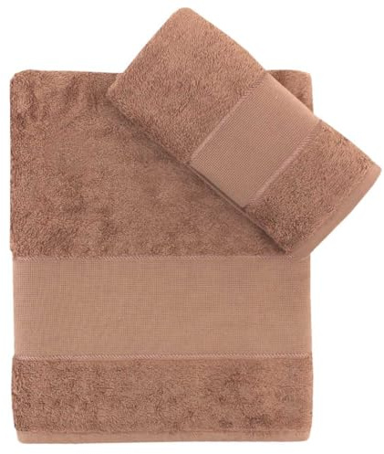 Asciugamani da bagno da ricamare a punto croce, set composto da 1 Asciugamano e da 1 Ospite con Tela Aida, Asciugamano bagno 60x100cm più Opite 40x55cm (19 Marrone)