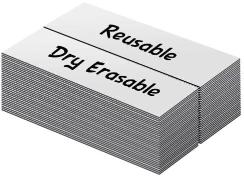 LLPT Trocken Abwischbare Magnetische Etiketten 50 Stück Weiß 1.3CM x 5CM | Leere Beschreibbare Magnetaufkleber, Wiederverwendbar für Schreibtisch, DIY, Whiteboard