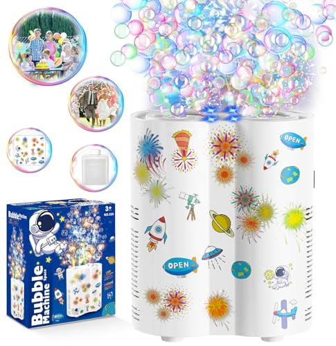 Magic Bubble Wand for Kids Portable Bubble Machine 10000+Bubbles/Min,10 Holes Automatic Bubble Blower,Outdoor Bubble Machine for Toddlers Best Birthday Gifts Outdoor Toys Party Wedding (White)