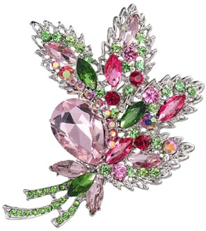 Broche Rosa para Ropa Mujer de Flor Broche Floral con Diamantes para Vestidos Asistencia Diaria a Banquetes, Fiestas, Cenas, etc