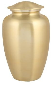 Urnen für Erwachsene für menschliche Asche, Metall Zinn, handbemalt, Begräbnis- und Beerdigungsurne mit elegantem Finish, goldene Urnen – 25,4 cm – Gold einfarbig