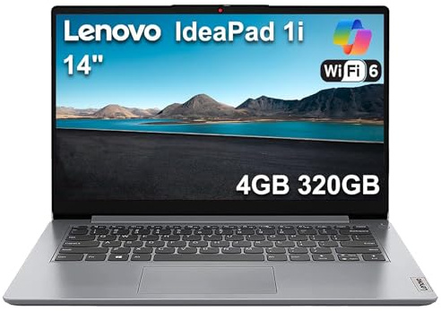 Lenovo Ideapad 1i - Computer portatile da 14 con Office 365 di 1 anno (4 GB di RAM, 320 GB di memoria (SSD da 256 GB + 64 GB eMMC), Intel dual-core, per affari, studenti, casa, webcam, antiriflesso