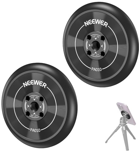 NEEWER Magnetischer Handy Stativ Halterung Adapter mit Selbstklebendem Magnetring, 2er Pack, kompatibel mit iPhone 16 Pro Max 15 14 13, 1/4 MagSafe Gewinde für Videos, Selfie Stick, Ringlicht, PA010