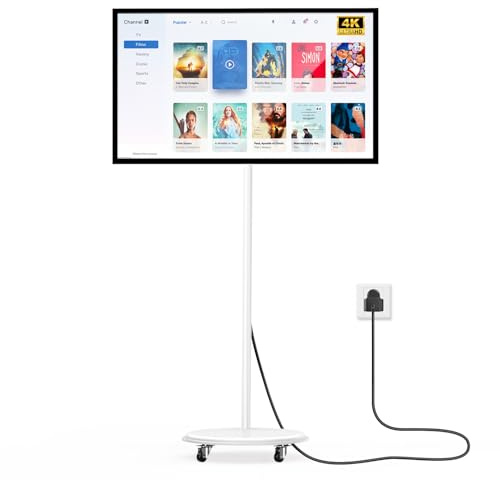 OHYEAHSPIN 43 Inch Portable TV Smart Touch, 4K Rotatable TV LCD Display with Wires plugged in use, Android OS, Touch Screen, Type-C, USB, HDMI Port, on Wheels