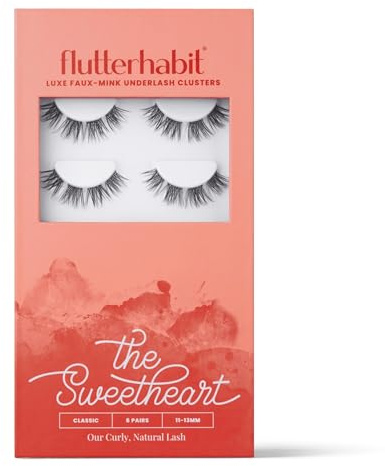 FlutterHabit Sweetheart Doll-Eyed Lashes - Doll-Eyed Eyelash Groups for Women - Eyelash Extension Set for Home in Salon Quality - 6 Eyelash Sets - No in