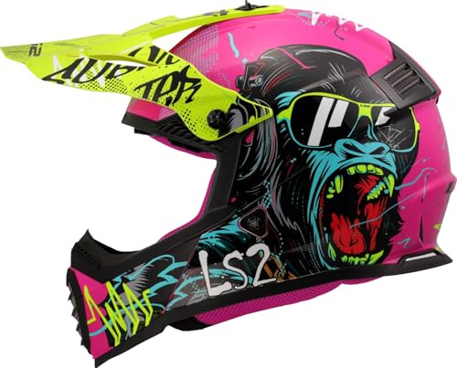 LS2, Casco Moto Cross Niños FAST II MINI GORILLA Gloss Purple, L