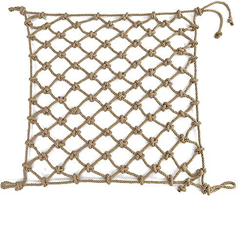Kindersicherheitsnetz, strapazierfähig, für Pflanzen, Klettern, dekoratives Netz für Geländer, Treppen, 1 x 3 m natürliche dicke Jute-Schnur, Hanfseil, für drinnen und draußen, Sicherheitsnetz (2 x 3