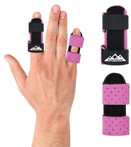 supregear Férulas para Dedos, Paquete de 2 Universales para Enderezar y Soportar Dedos Rotos y con Disparador, para Medio, Índice, Anular y Meñique, Rosado