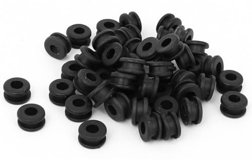 TOP-VIGOR 50Pcs Black Rubber Grommets 5mm Cable Wire Protector Rings Electrical Hole Gaskets for Conductor Wiring Cables and Plugs