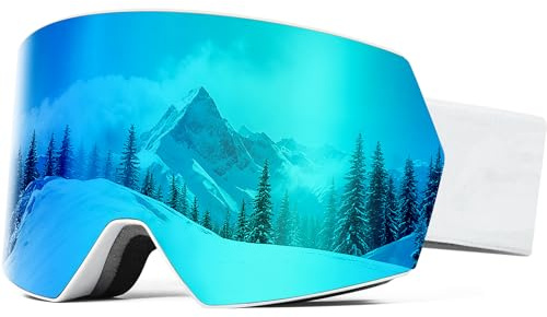 SPOSUNE Ski Goggles OTG Anti-Fog Snow Goggles for Men Women, UV400 Protection Snowboard Goggles for Skiing & Snowboarding