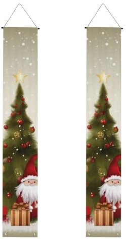2 carteles de porche de Feliz Navidad, decoración elegante para el hogar, banderas colgantes para porche, pancarta de bienvenida para exteriores, interiores, suministros de vacaciones, 71 x 12