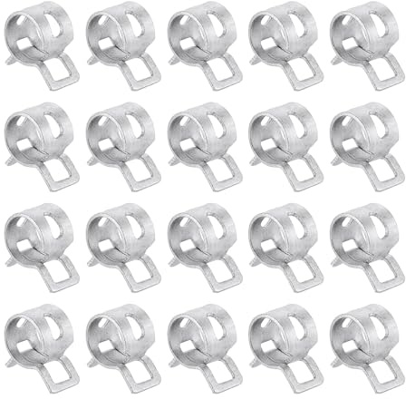 QUARKZMAN 20 Stück Federband Schlauchschellen 8mm Kraftstoffleitung Silber | Schlauch Federklemme, Silikon Vakuumschlauch Rohrschelle, Niederdruck Rohrklemme Befestigung