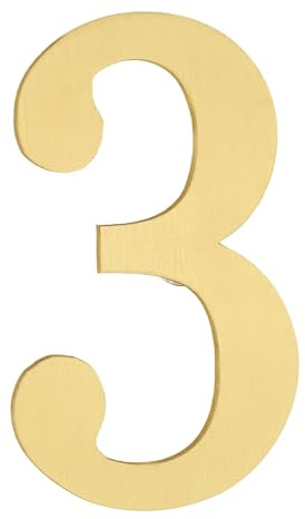sourcing map House Numbers for Outside, 2.8 Inch Magnetic Brass Self Adhesive Mailbox Decor Number Stickers for Apartment Office Hotel Room Door Signs(Number 3)