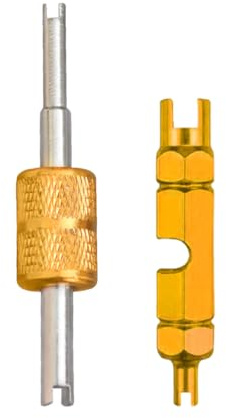 PBAHAUP 2 Piezas Kit De Reparación De Valvulas Para Bicicleta, Núcleo De Válvula De Bicicleta, Adaptadores De Válvula Presta Tubeless Mtb, Con Llave Obus (Amarillo)
