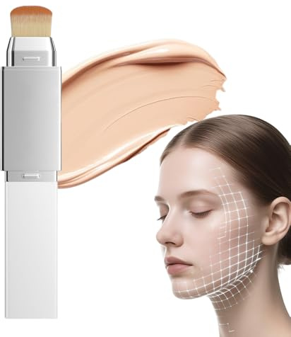 Farbverändernder Foundation-Stick, 2026 Neuest 2-in-1 Abdeckcreme-Stick, Primer Makeup, Natürliches Gesichts-Make-Up Für Alle Hauttypen Schminke, Deckkraft Cntouring Stick Mit Bürste (1, Natur)