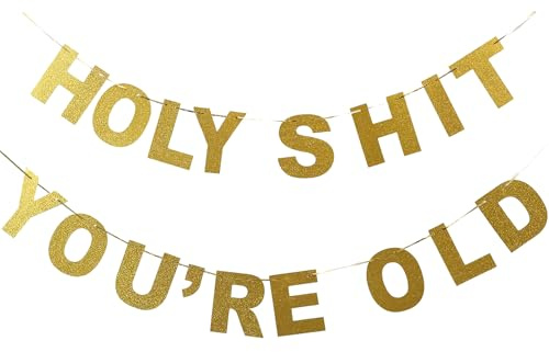 SUNBEAUTY HOLY SHIT YOU ARE OLD Geburtstag Girlande Lustige Deko Gold Glitter Birthday Banner