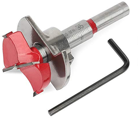 Forstnerbohrer 35mm, Forstner Bit Holzbohrer mit Rundschaft, Scharnierlochbohrer mit Tiefenanschlag(10-40mm), für Holzbearbeitung Mehrzweckbohrer