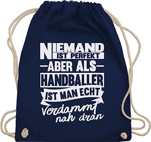 Turnbeutel Rucksack - Handball WM 2023 Trikot Ersatz - Niemand ist perfekt aber als Handballer ist man echt verdammt nah dran - Unisize - Navy Blau - juterucksäcke halbball juterucksack handball.
