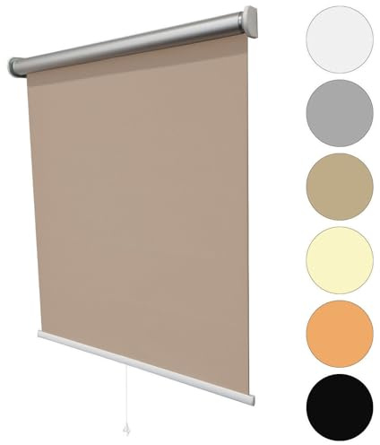 Hitzeschutzrollo Verdunkelungsrollo Springrollo Rollo viele Größen und Farben Blickdicht lichtundurchlässig Thermo Stoff Alu Beschichtung Raum verdunkelnd Sonnenschutz Vorhang (170 x 180 cm, Weiß)