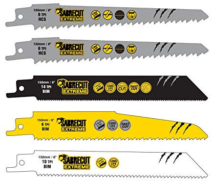 5 x SabreCut SCRSK5A Mixed S610DF S644D S922BF S922HF Säbelsägeblätter für schnelles Holz- und Metallschneiden kompatibel mit Bosch Dewalt Makita und vielen anderen