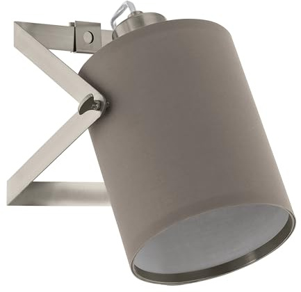 EGLO Tischlampe Villabate 1, 1 flammige Tischleuchte Vintage, Nachttischlampe aus Stahl und Textil, Wohnzimmerlampe in Nickel-Matt, Taupe, Weiß, Lampe mit Schalter, E27 Fassung