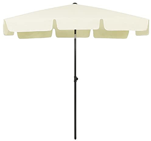Tidyard Strandschirm Kippbar Sonnenschirm Balkonschirm Gartenschirm Ampelschirm Marktschirm Schirm Terrassenschirm Balkon Sandgelb 200x125cm,Höhenbereich:180 - 245 cm