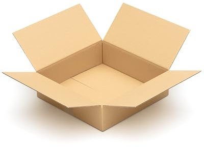 KK Verpackungen Versandkartons 350 x 350 x 100 mm Braun 1-wellig (Außenmaß 356 x 356 x 110 mm) | 25 Stück, Faltkartons Kartons geeignet für Versand als DHL Paket DPD Hermes GLS Paketklasse S (KK133)
