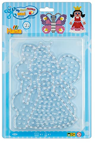 HAMA - Blister Pack of 2 Butterfly and Princess Plates for Ironing Beads - Arts and Crafts