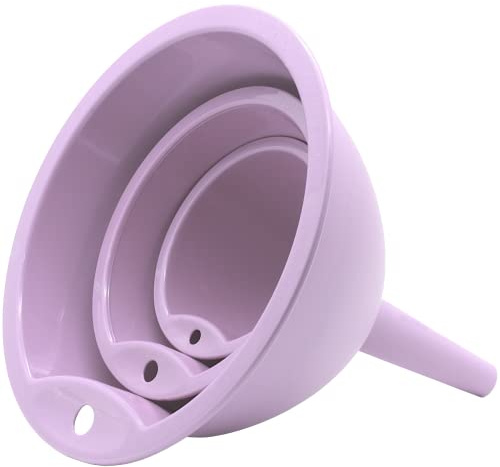 Set di imbuti da cucina, 3 pezzi, in plastica, colore lilla, senza BPA