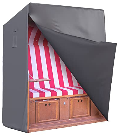 Trader Josch Strandkorb Schutzhülle Winterfest - (120cm Breit x 91cm) - Strandkorbhülle XXL mit Lüftungsöffnungen - Strandkorbhülle Winterfest - Grau