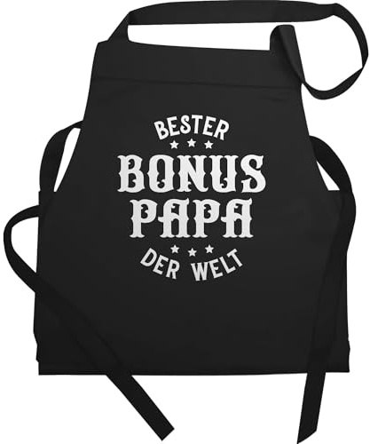 Schürze Geschenk - zum Vatertag - Bester Bonus Papa der Welt weiß - 60x87 - Schwarz - männertag vatertags fatertagsgeschenke fatertaggeschenk vatertagsgeschebk vatertaggeschenk vatertagdgeschenk