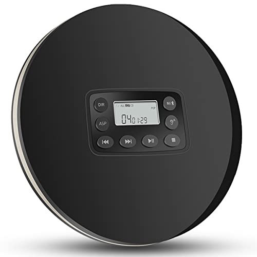 Lettore CD portatile, lettore CD Bluetooth con altoparlanti, display retroilluminato con pulsante a sfioramento batteria al litio incorporata ricaricabile da 1800 mAh per viaggi a casa e in auto