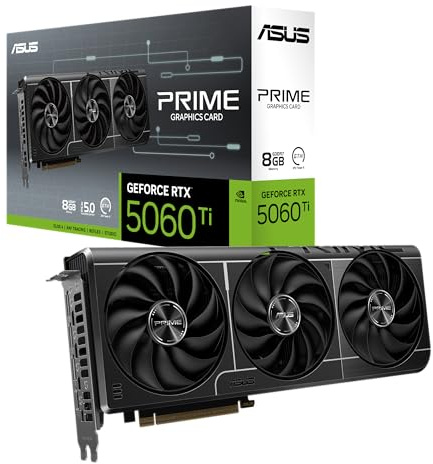 ASUS Prime GeForce RTX 5060 Ti 8GB GDDR7 Gaming Grafikkarte (Nvidia GeForce RTX5060Ti DLSS 4, 2,5-Slot Design, PCIe 5.0, 3X DisplayPort 2.1b, 1x HDMI 2.1b, PRIME-RTX5060TI-8G)