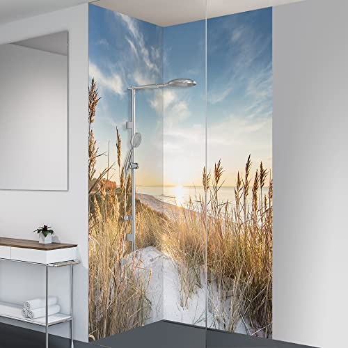 yourplate Duschrückwände individuelle Größe (Ostsee Strandhafer) | 3mm Aluminium Verbundplatte, exklusives Design, einfache Montage, geringes Gewicht, fugenlos, wasserdicht, pflegeleicht