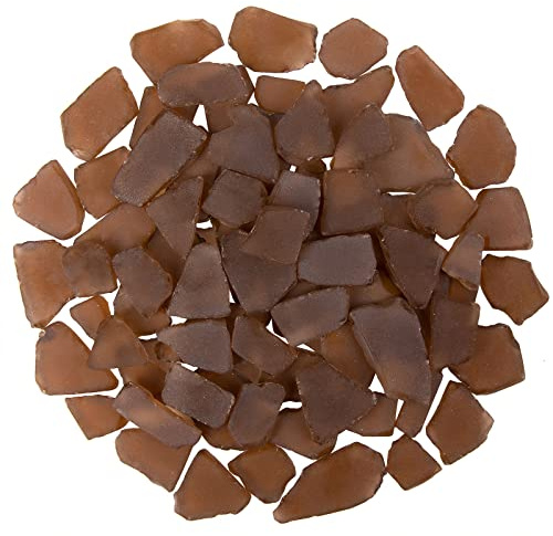 Giftvest Sea Glass for Crafts - 16oz Brown Frosted Seaglass Pieces - Vase Filler, DIY Art Craft Supplies - Beach Weddings, Home Decor, Aquariums Decor