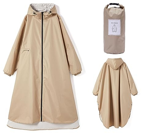 Ynport Crefreak Damen Lange Wasserdichte Regenmäntel Leichter Regenponcho Packbare Outdoor-Regenbekleidung mit Kapuze Windjacke mit Ärmeln und Tasche