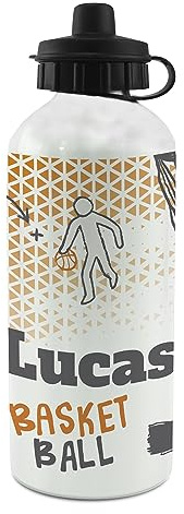 LolaPix Bouteille d'eau pour enfants. Bouteille personnalisée. Bouteille d'eau pour enfants. Bouteille personnalisée en aluminium. Avec 2 bouchons. Panier