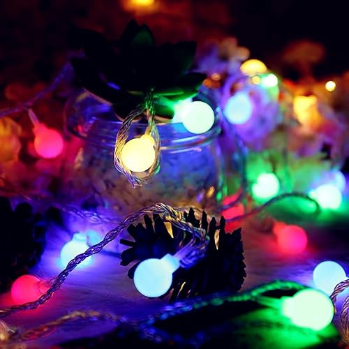 Guirlande lumineuse multicolore à piles - 5 m - 50 LED - Éclairage de fête - Guirlande lumineuse de fête - Éclairage de Noël pour l'extérieur et l'intérieur - Décoration de jardin