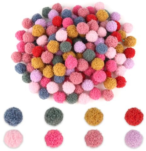 lahnao 160 Pcs Colourful Pom Poms, 15mm Pompoms for Crafting, Mini Pompoms for Crafting, Small Pom Poms for DIY Creative Crafts and Easter Decoration (1.5cm)