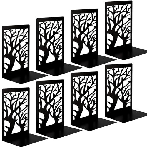 SAMSYOKI 4 Paire Serre Livres Metal Cale Livre en Métal Presse Livre CD Antidérapants Bloc Livre pour étagère Décoratifs Support de Serre-Livres pour Maison Bureau Écoles (Noir)