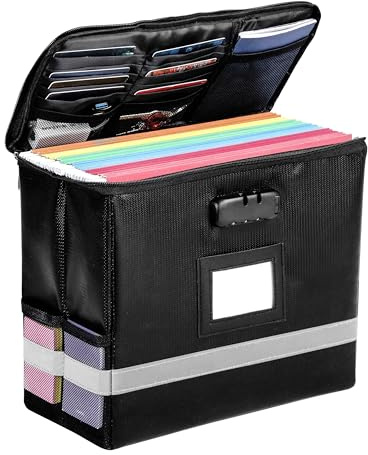 BELLE VOUS Porte Document Ignifuge et Etanche - Boite de Rangement Dossier Papier Administratif - Petit Coffre Fort Maison ou Bureau - Pochette Anti Feu pour Argent et Documents A4