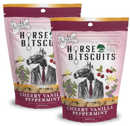 The Lazy Dog Cookie Co. Bitscuits, Horse Treats, Alfalfa, Flax & Peppermint, Pocket Size Biscuits for Horses & Ponies, All Natural Horse Cookies, Made in USA, 14 oz. Bag (Pack of 2)