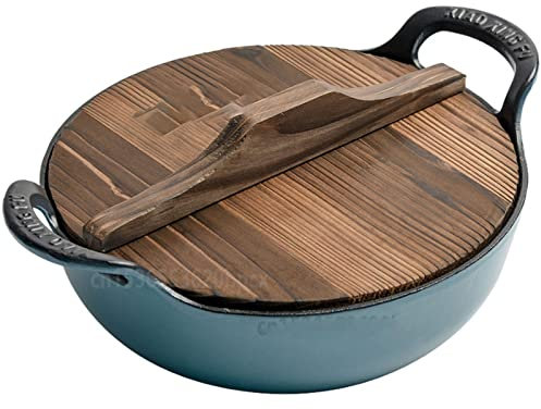 OQHAIR Pentola in Vetro Pentola in ghisa Pentola per friggere addensata Pentola in Ferro Non Rivestita Antiaderente per Uso Domestico Doppio Orecchio Pentola per zuppa Piccola Pentola