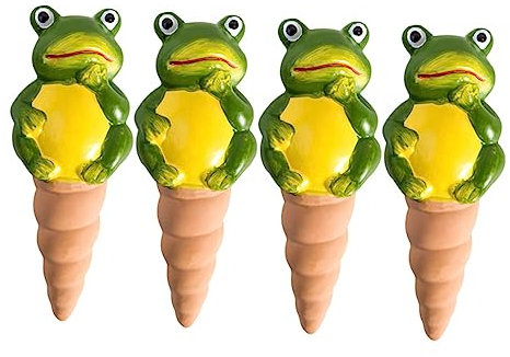 Gogogmee Automatische Pflanzenbewässerung Keramik Spikes Froschform Für Zimmerpflanzen Balkon Hängepflanzen Selbstbewässernde Pflanzenspiesse 4 Stück