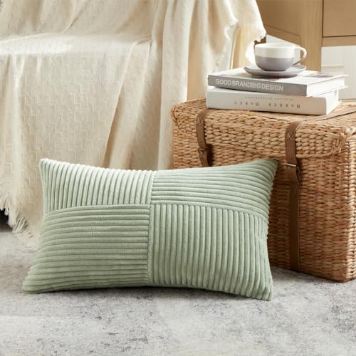 FDTERN 1 styck salviagrönt örngott 40 x 80 cm mjukt manchesterörngott örngott dekorativa örngott soffkuddar prydnadskuddar boho dekoration för soffa sovrum vardagsrum balkong (utan kuddfyllning)
