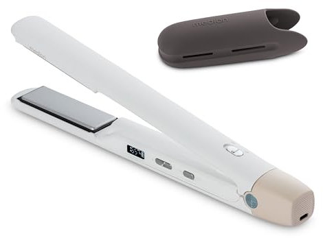 MEDION HS2 Piastra cordless con display (indicatore di temperatura e batteria, 5 impostazioni di calore regolabili, piastre riscaldanti flessibili in ceramica/tourmalina con sensore di temperatura